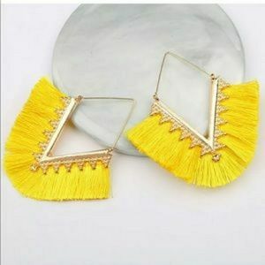 3/$20 -Boho V Shaped Yellow Tassel Earrings